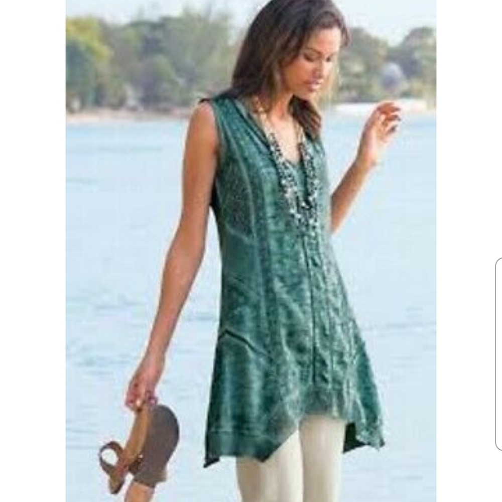 Soft Surroundings Plus-Size  Aqua Blue Top 3X